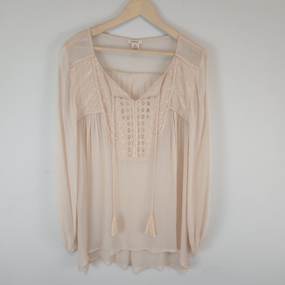Sundance Women's Sheer Beaded Embroidered Blouse